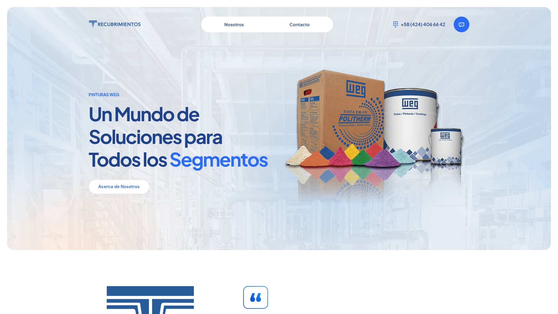 Vista previa del proyecto Recubrimientos T&V — Industria · Pinturas WEG